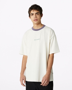Camisetas Converse Oversized Wordmark Ringer Para Hombre - Beige | Spain-8673